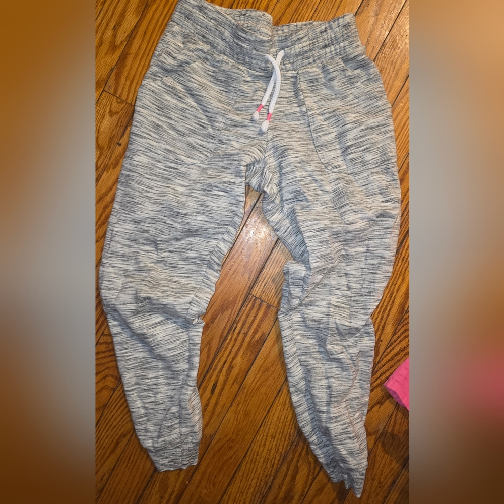 SO Kids Gray Marled Jogger Pants with Pink Accent